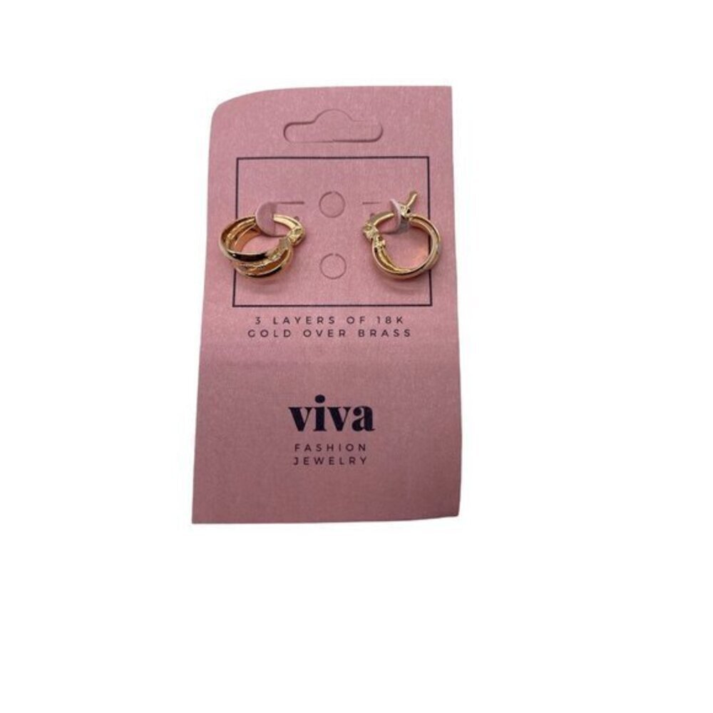 Viva Fashion‎ Jewelry Women's Girls 18K Gold Plated Small 2cm Hoop Earrings